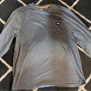 Caterpillar Gray Long Sleeve Pocket Crewneck Shirt